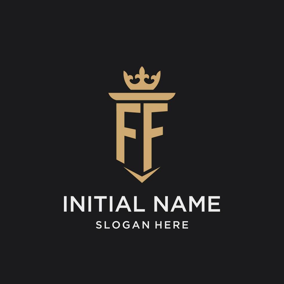 FF monogram with medieval style, luxury and elegant initial logo design vector