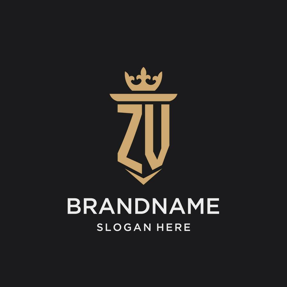 ZV monogram with medieval style, luxury and elegant initial logo design vector