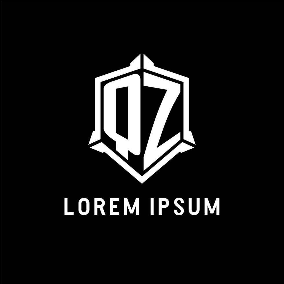 QZ logo initial with shield shape design style vector