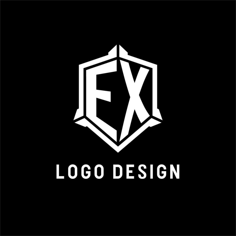 EX logo initial with shield shape design style vector