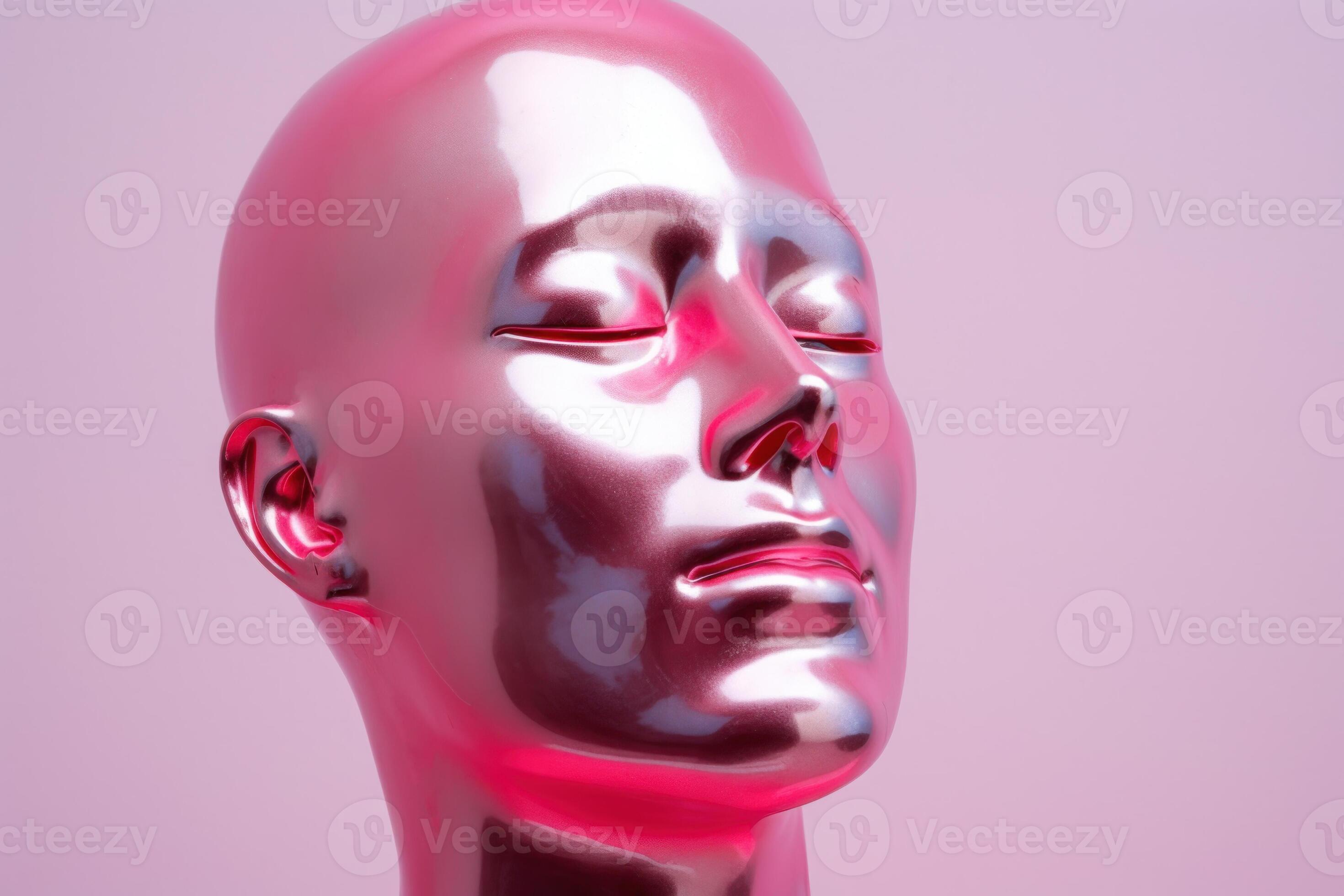 male head mannequin on pink background generative ai 24301809 Stock