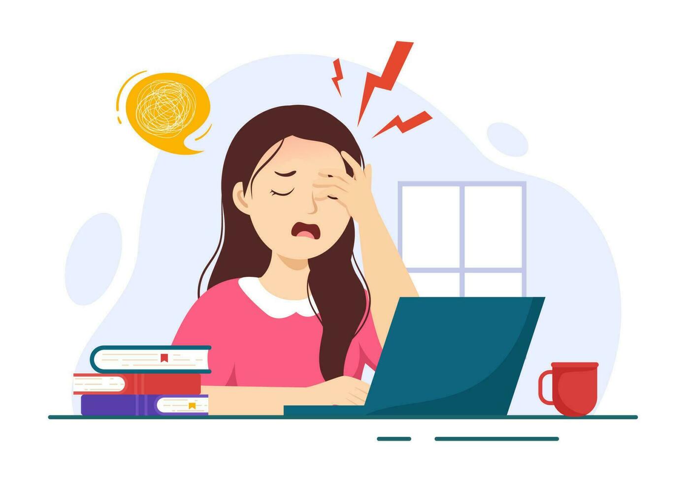 Migraine Vector Illustration People Suffers from Headaches, Stress and Migraines in Healthcare Flat Cartoon Hand Drawn Background Templates