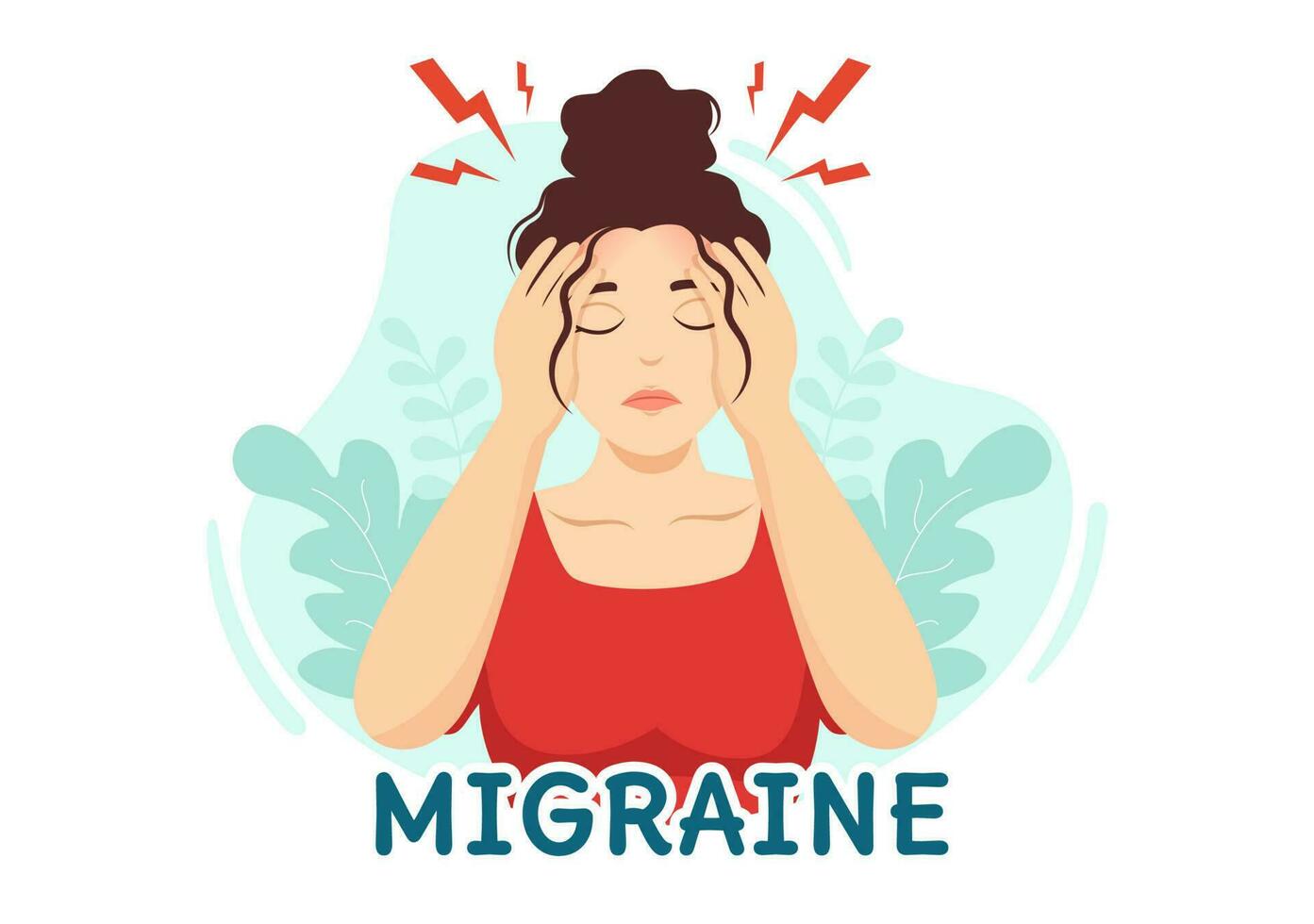 Migraine Vector Illustration People Suffers from Headaches, Stress and Migraines in Healthcare Flat Cartoon Hand Drawn Background Templates