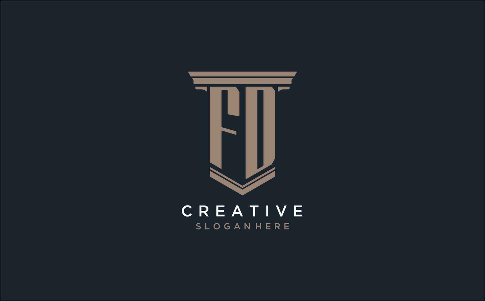 FD initial logo with pillar style, luxury law firm logo design ideas vector
