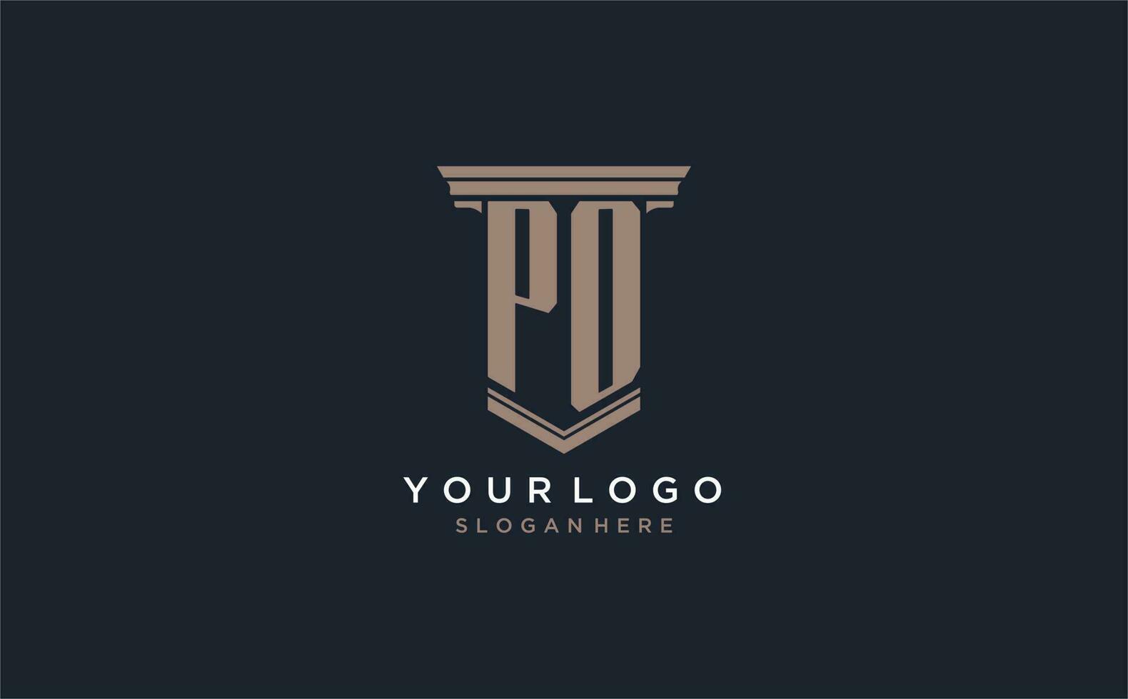 PO initial logo with pillar style, luxury law firm logo design ideas vector