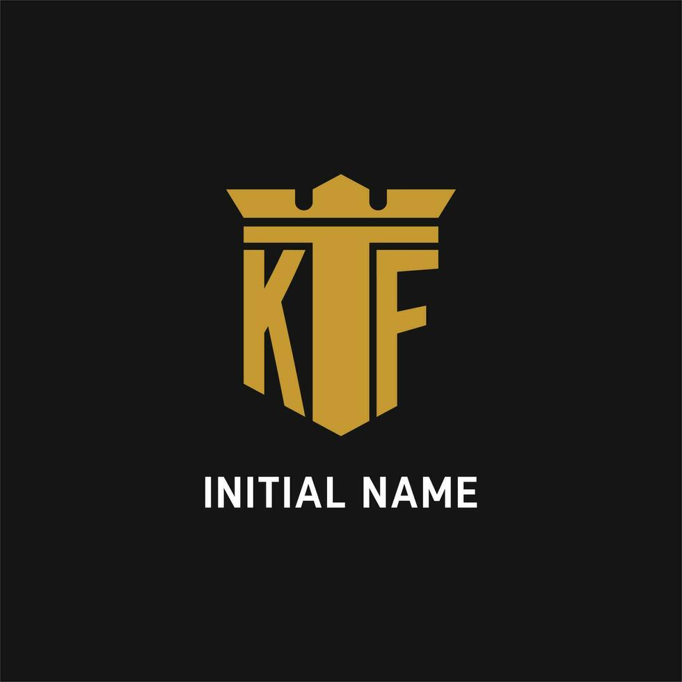 KF initial logo with shield and crown style vector