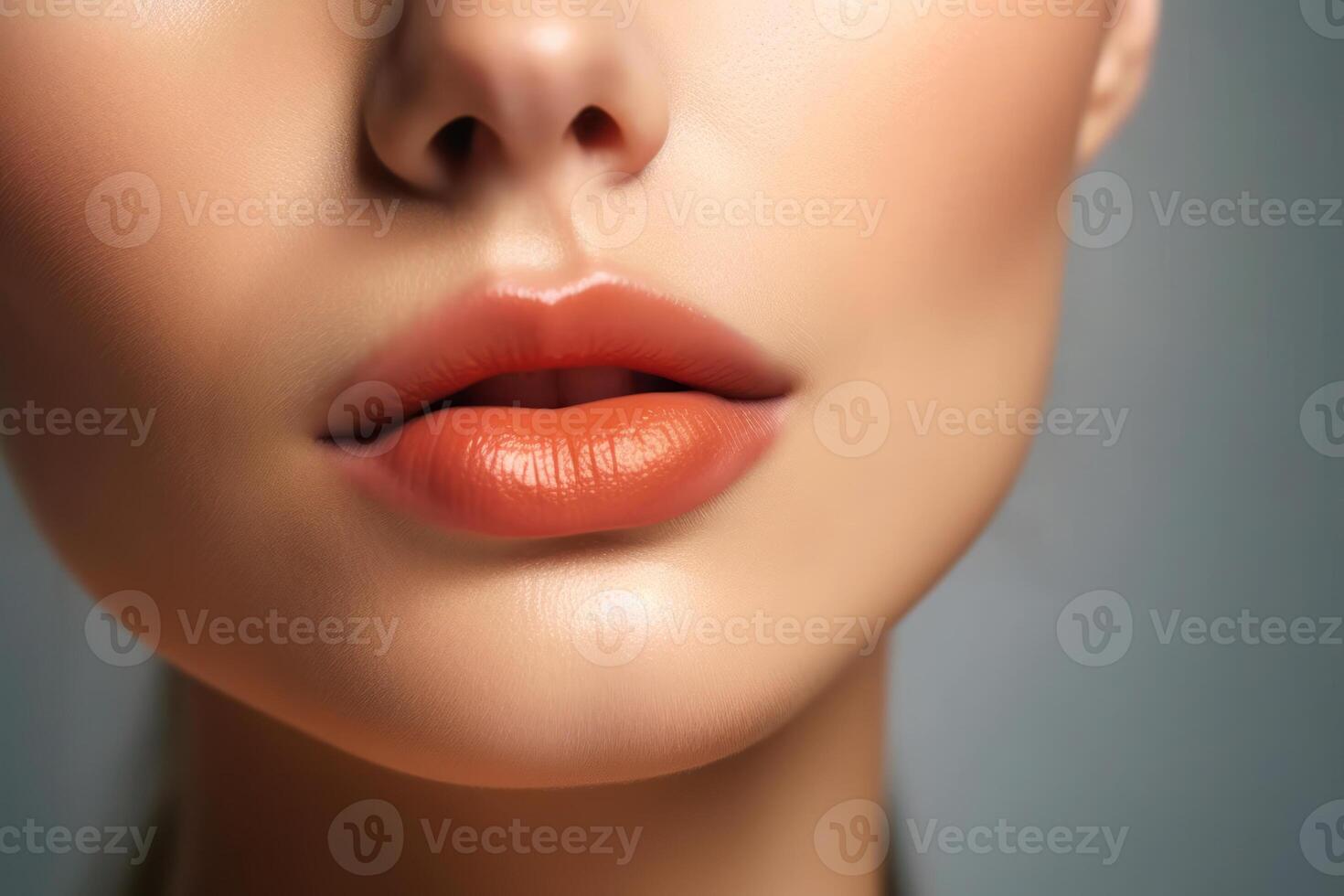 beautiful female lips of a young girl photo