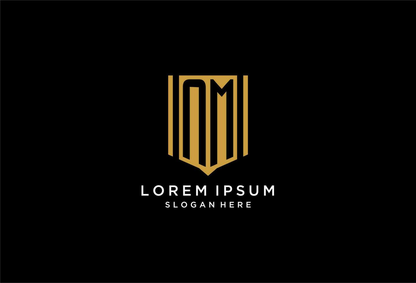 NM monogram logo with geometric shield icon design vector