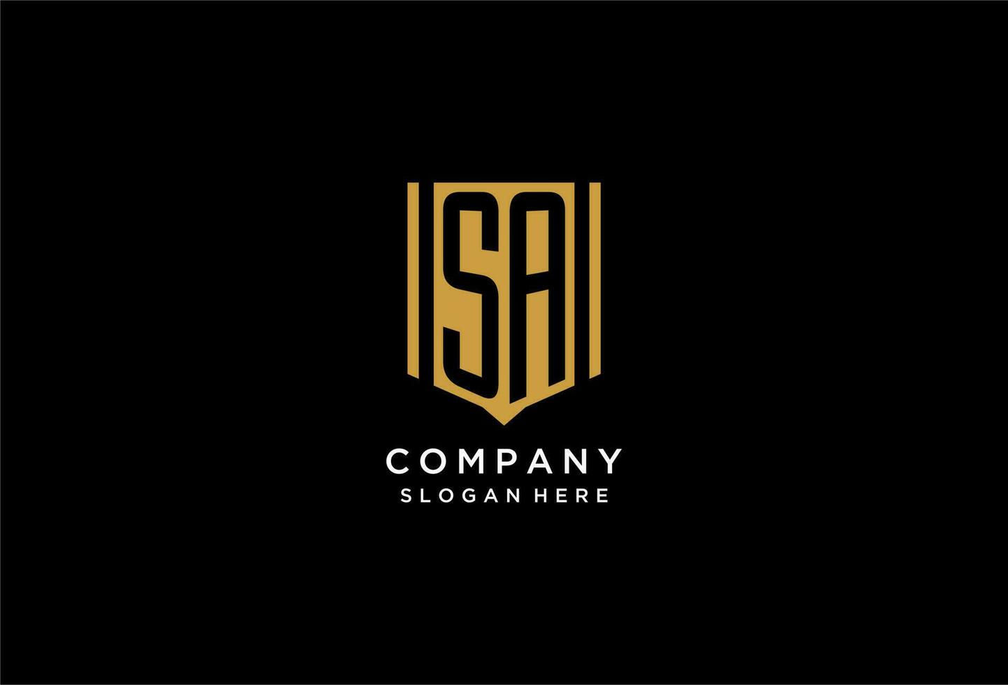 SA monogram logo with geometric shield icon design vector