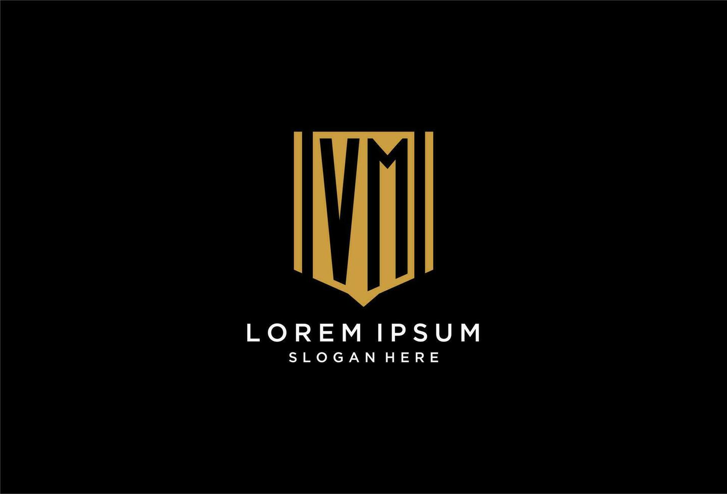 VM monogram logo with geometric shield icon design vector