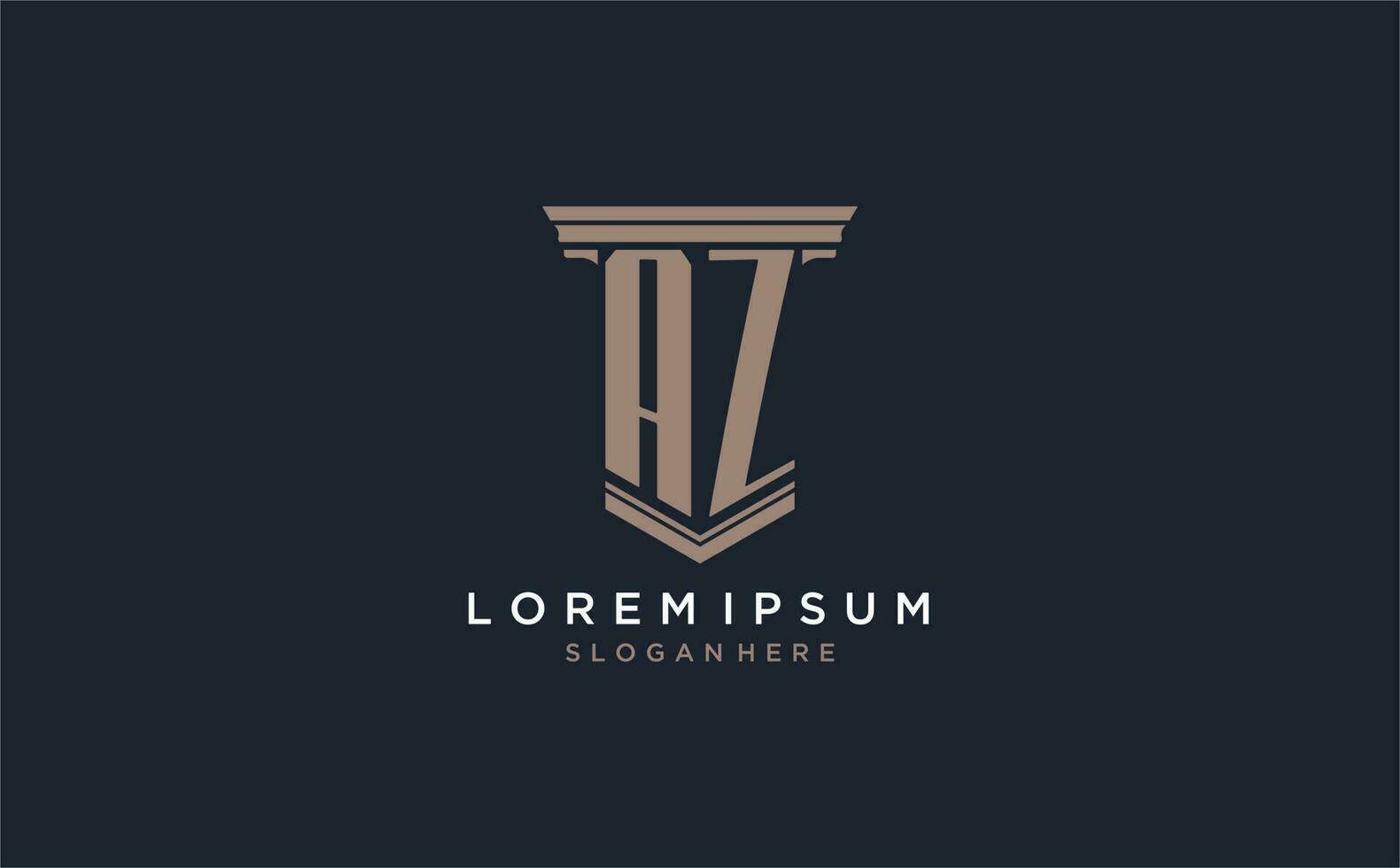 AZ initial logo with pillar style, luxury law firm logo design ideas vector