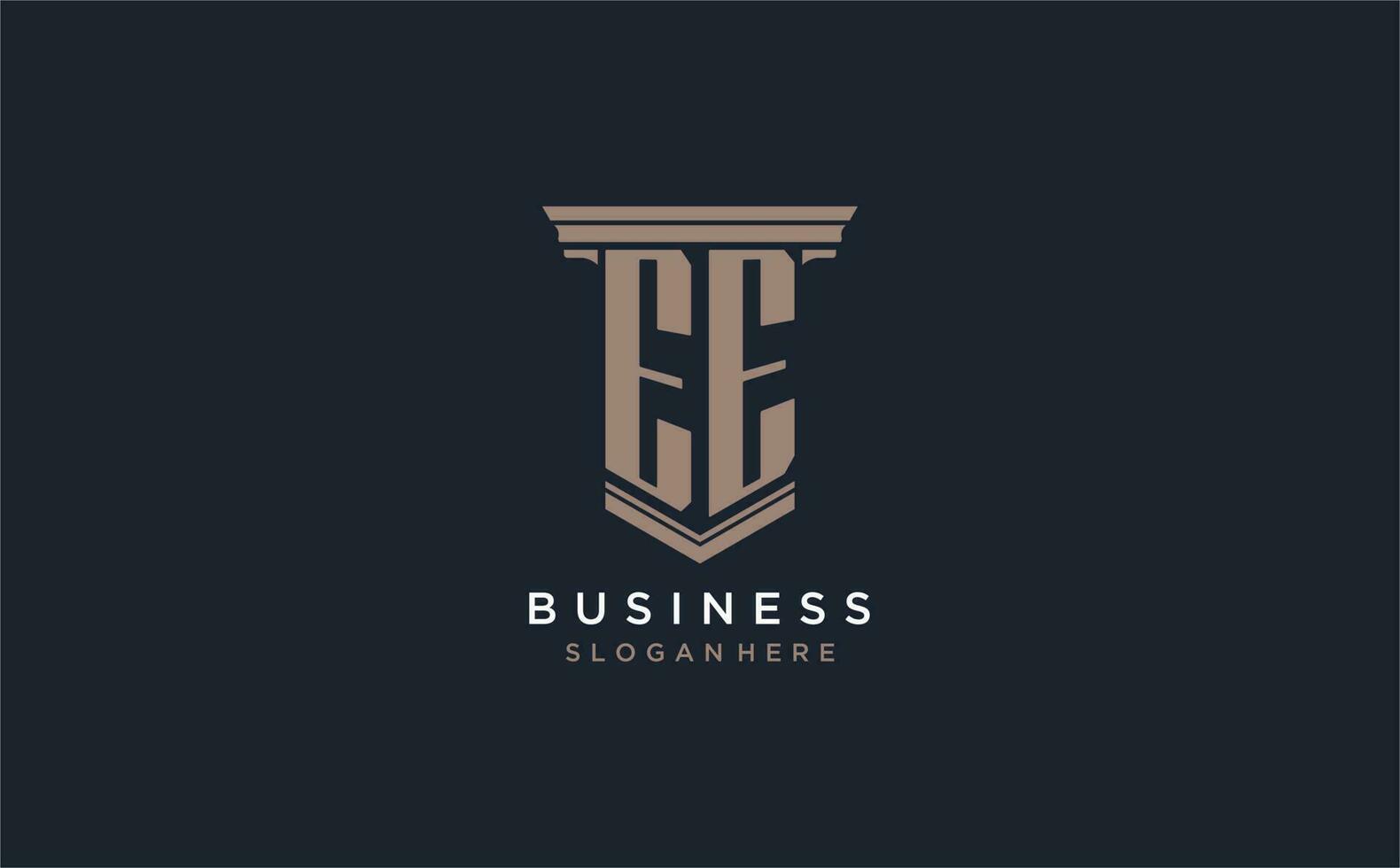 EE initial logo with pillar style, luxury law firm logo design ideas vector