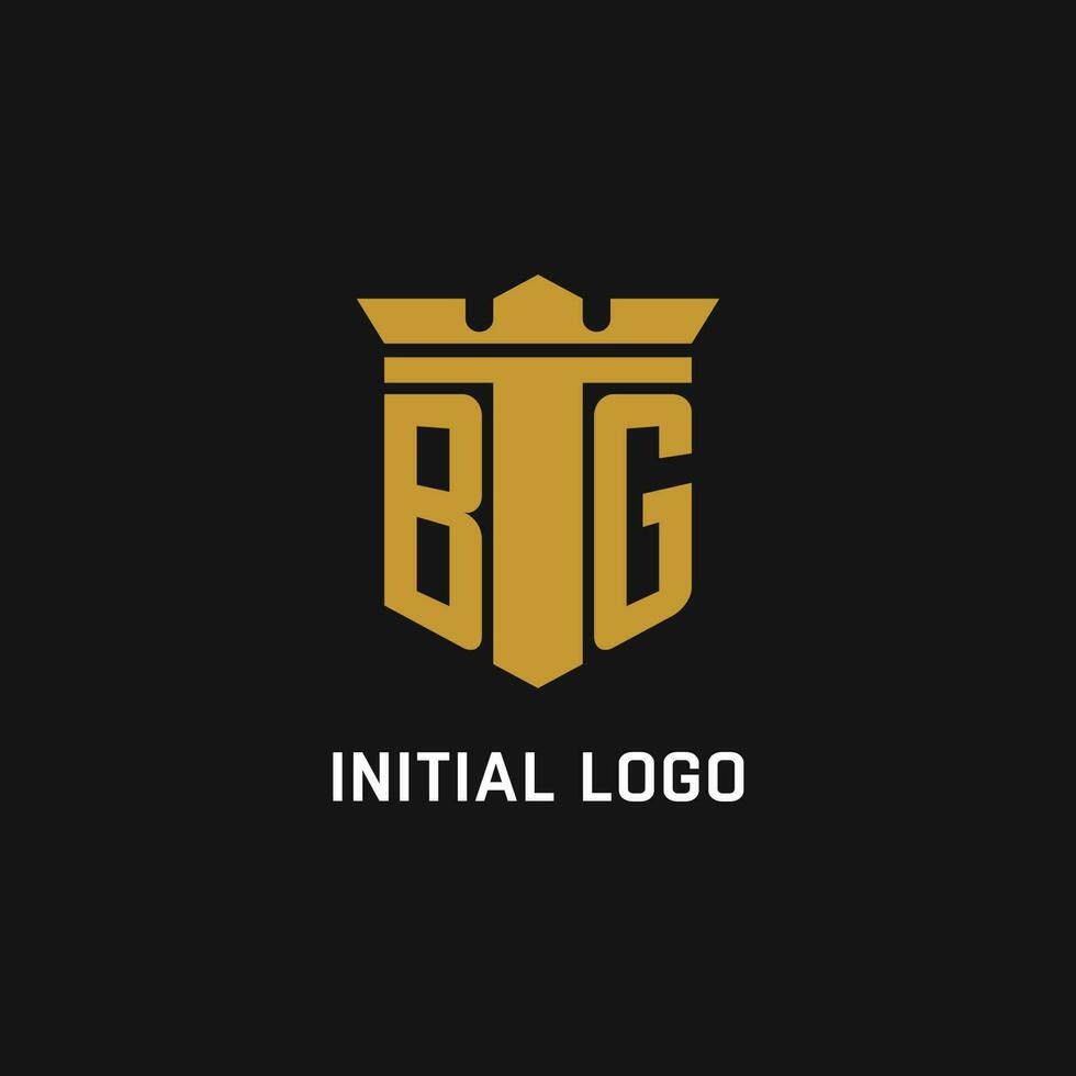 BG initial logo with shield and crown style vector