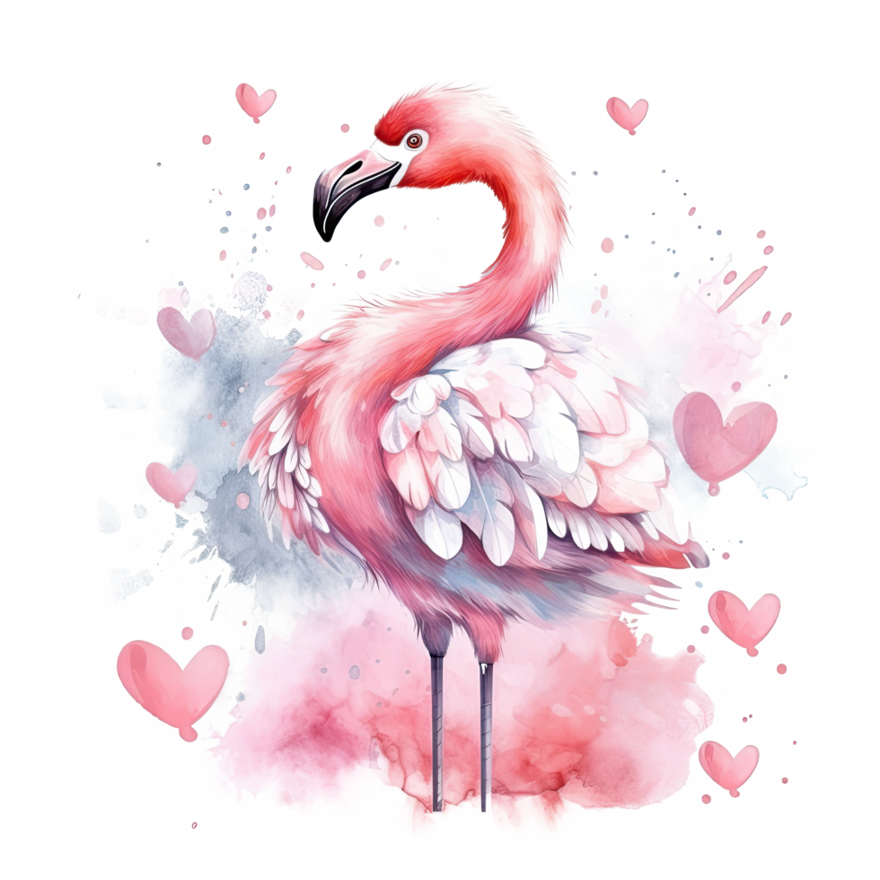 Watercolor pink Flamingo. Illustration png