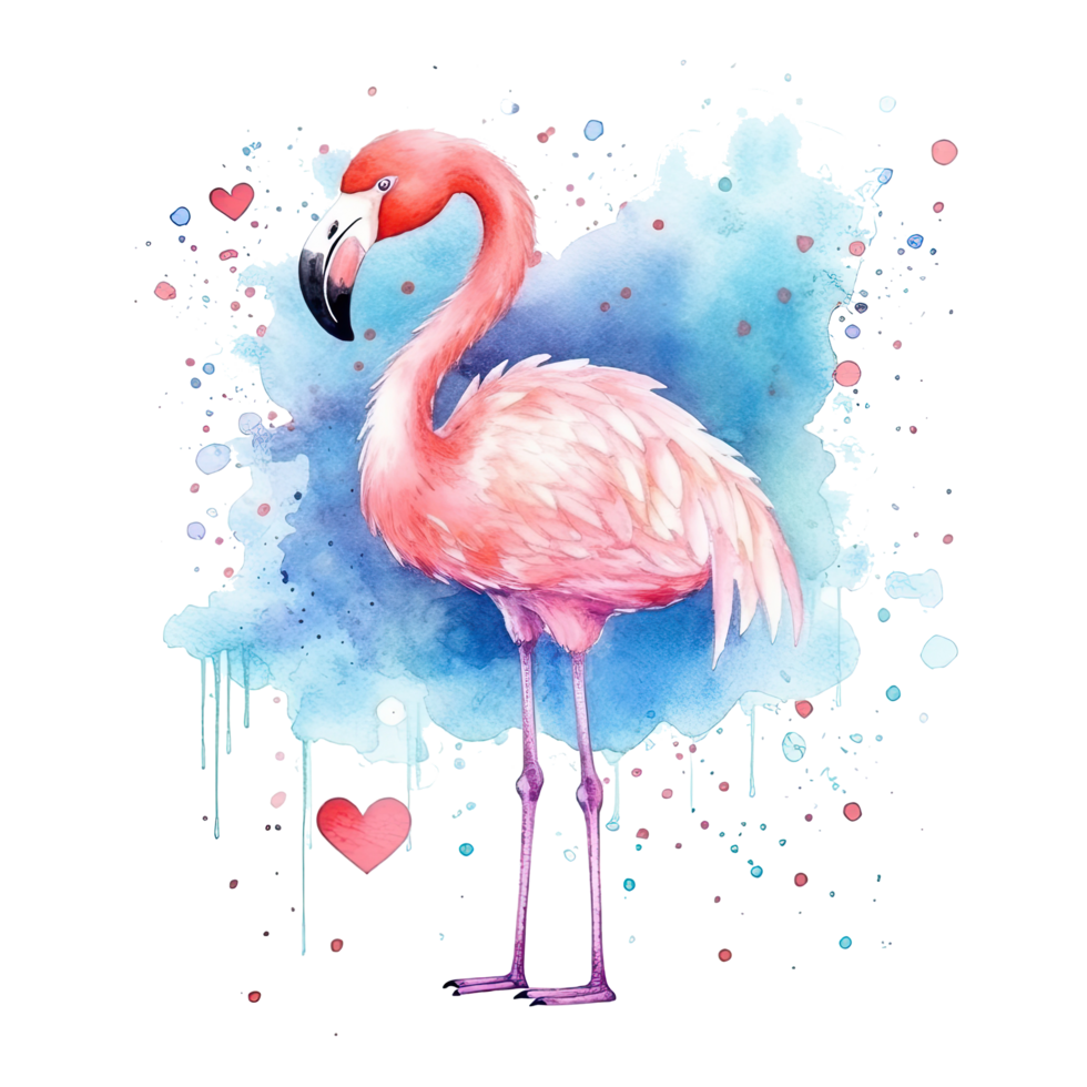 aquarelle rose flamant. illustration ai génératif png