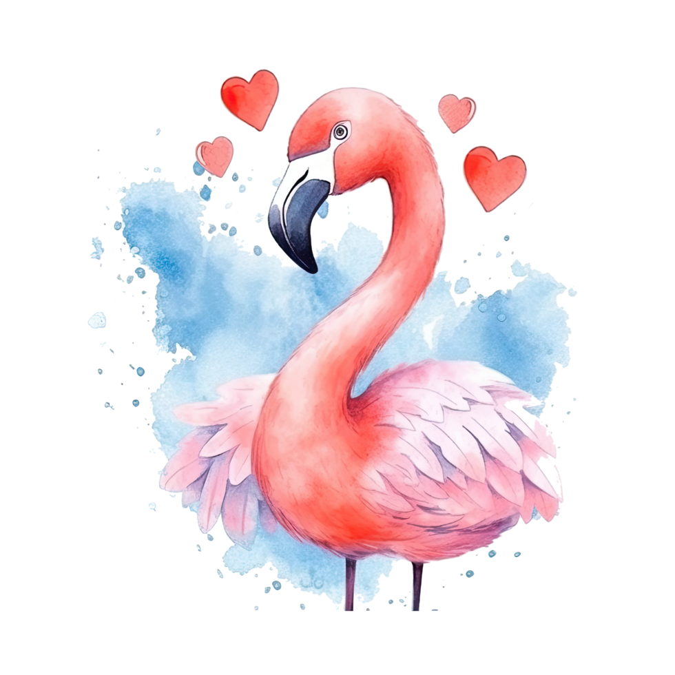 Watercolor pink Flamingo. Illustration png