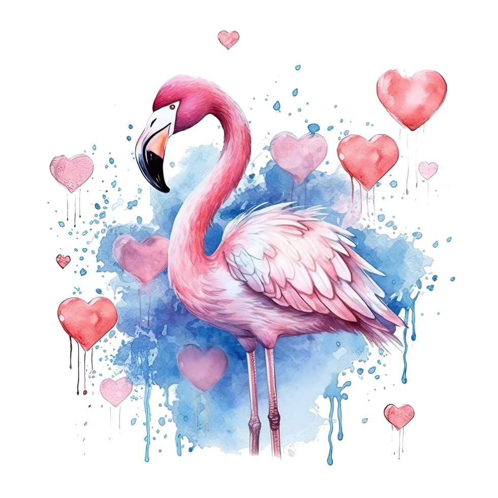 aquarelle rose flamant. illustration ai génératif png