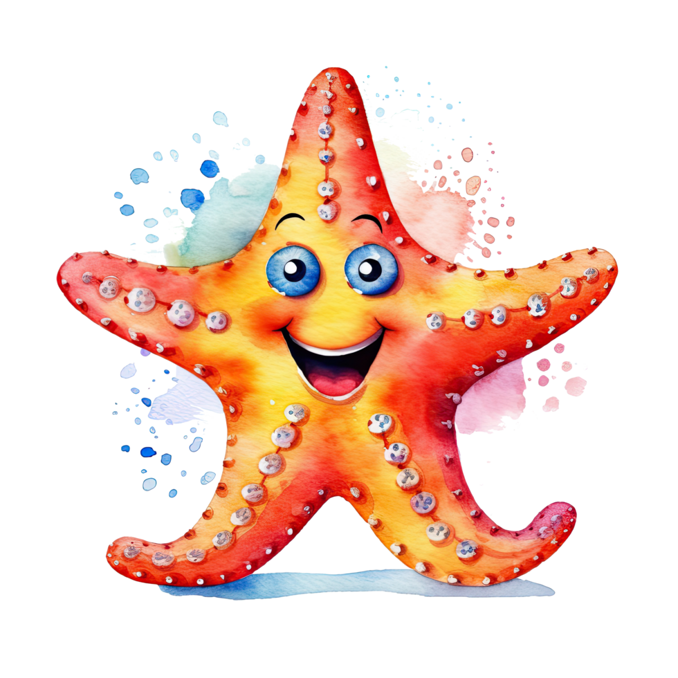 Cute watercolor starfish. Illustration png