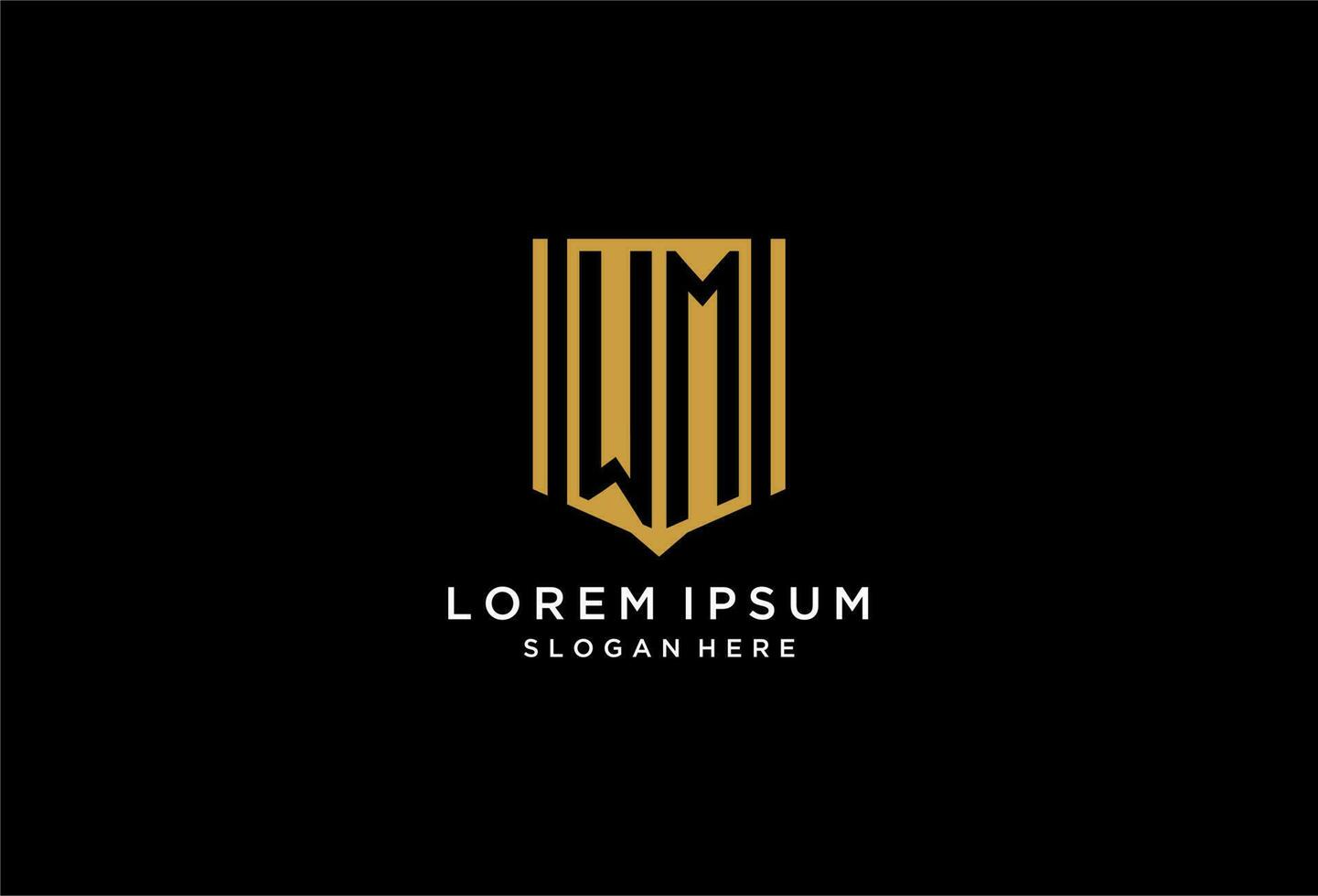 WM monogram logo with geometric shield icon design vector
