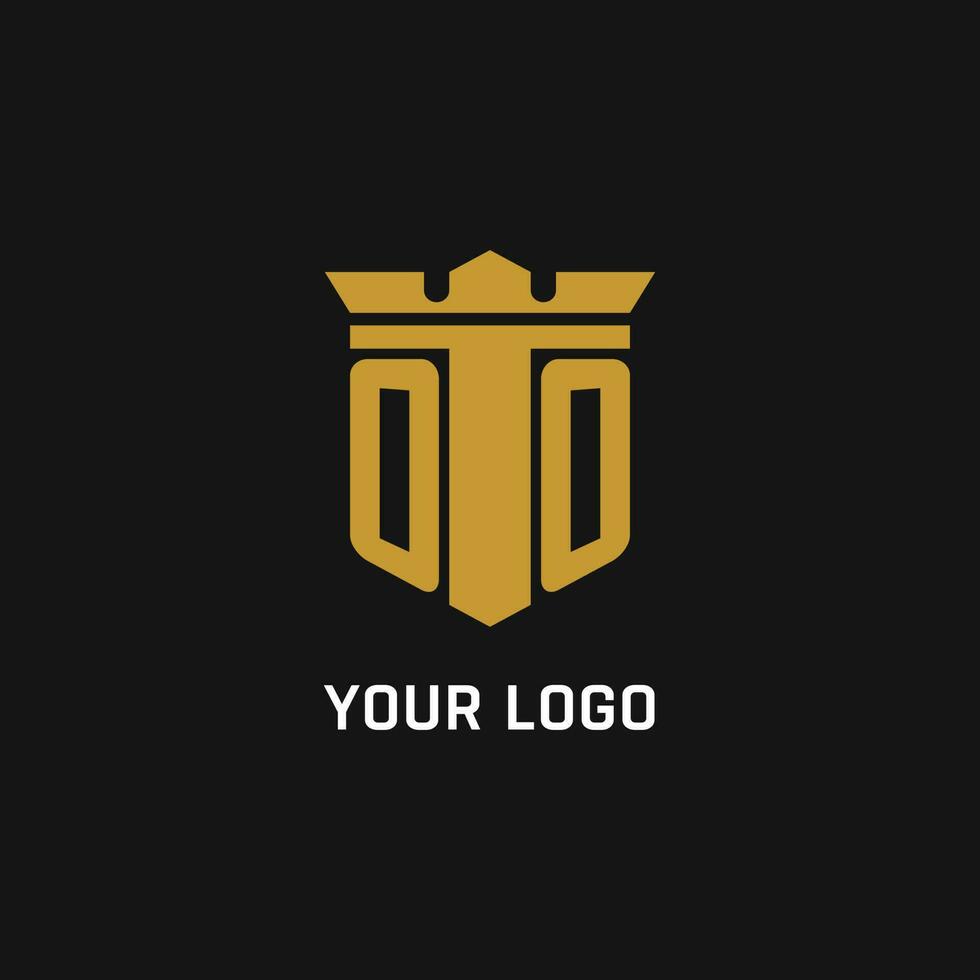 oo inicial logo con proteger y corona estilo vector