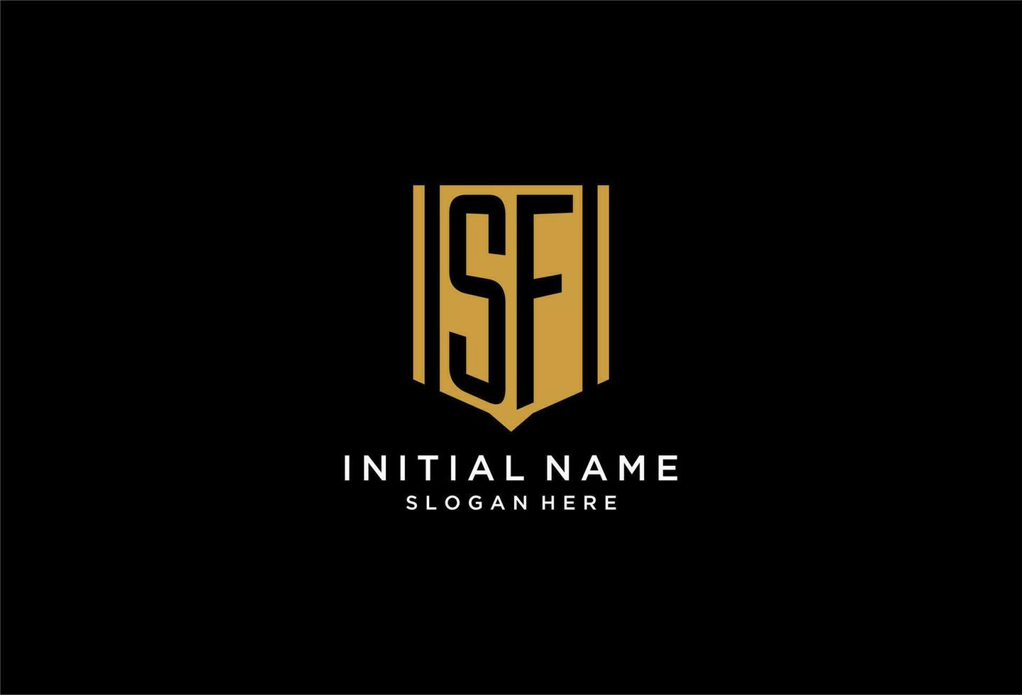 SF monogram logo with geometric shield icon design vector