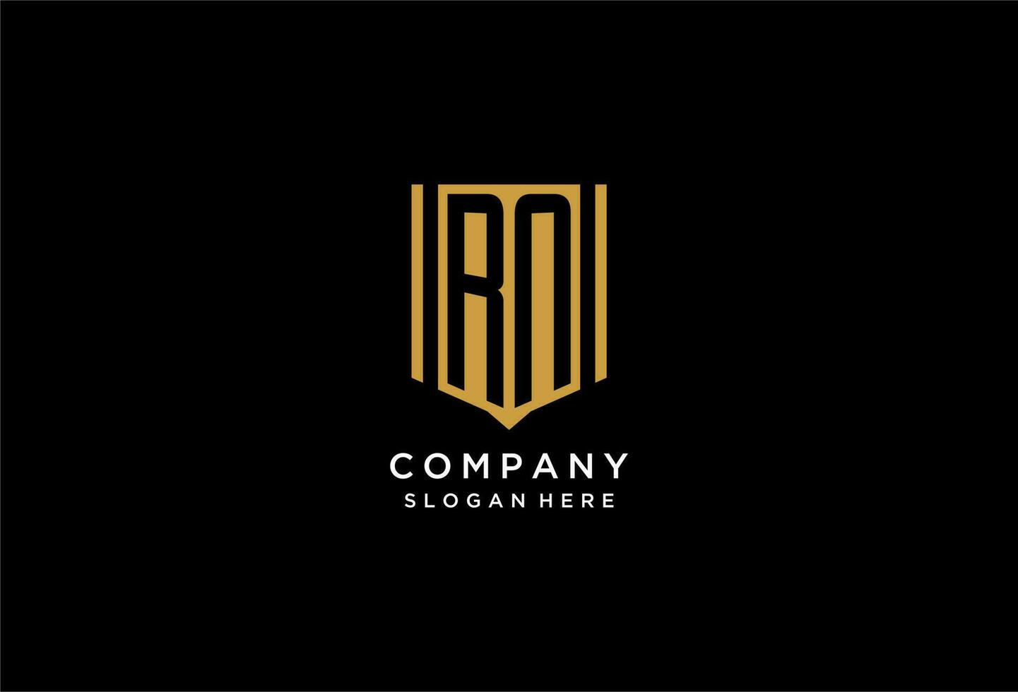 RN monogram logo with geometric shield icon design vector