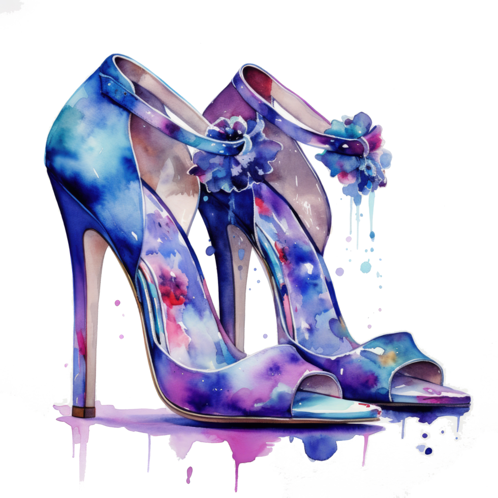 Watercolor fashion shoes. Illustration png