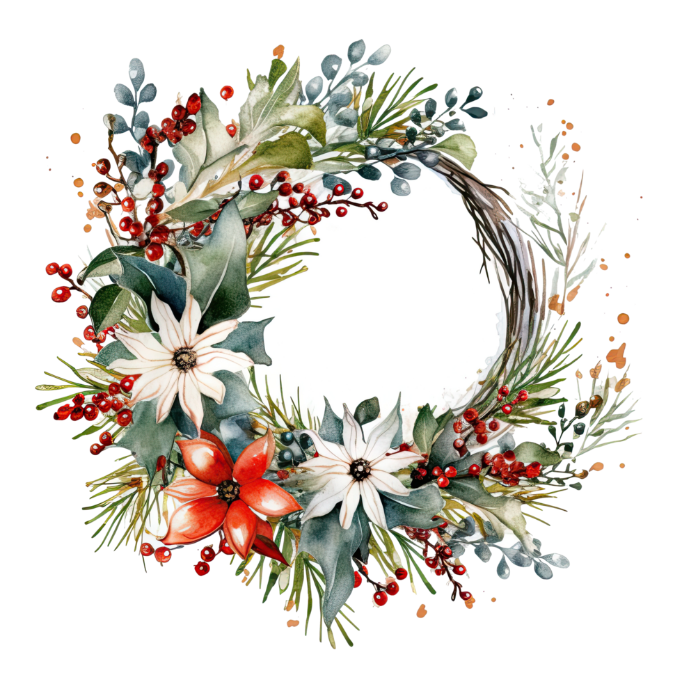 Watercolor Christmas background. Illustration png