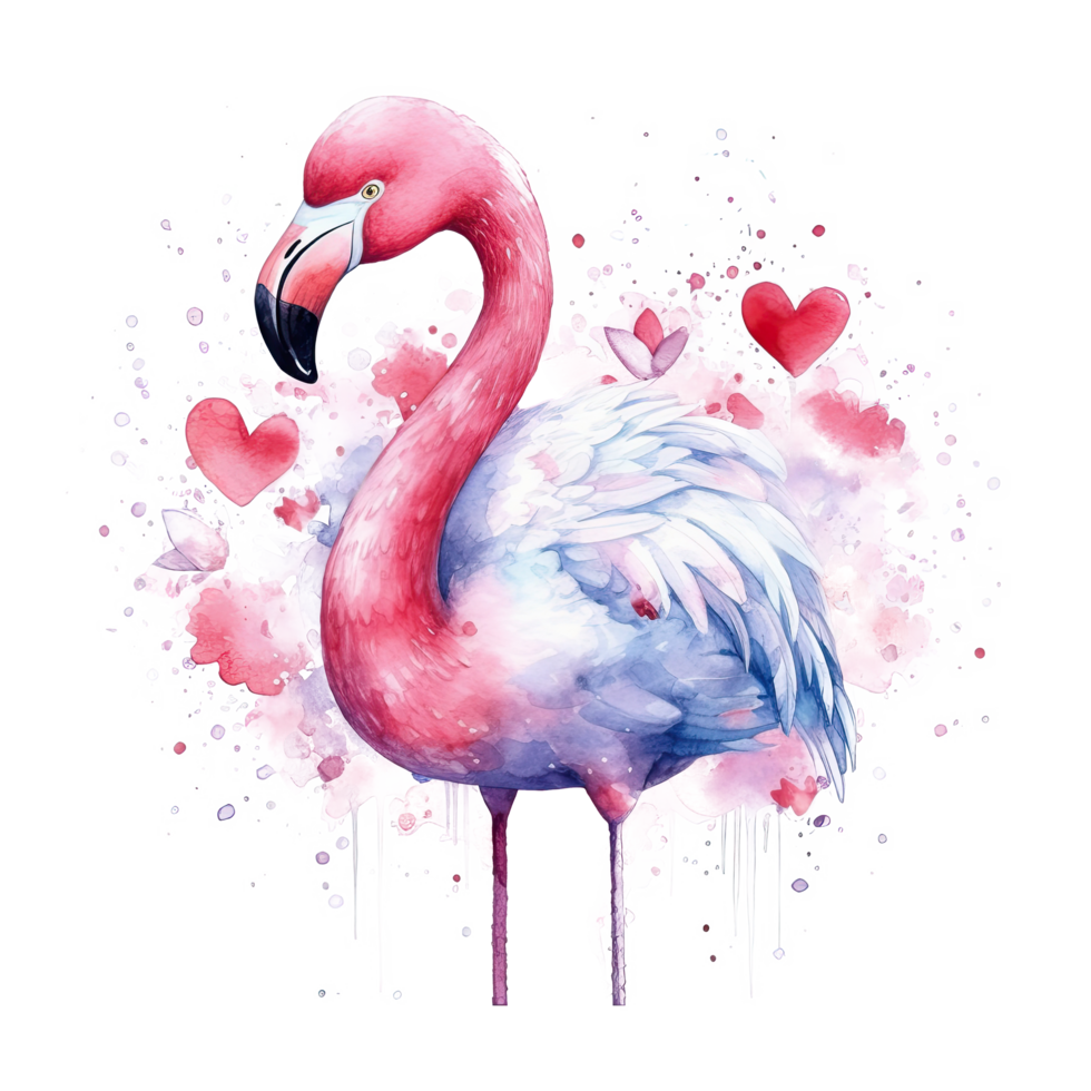 Watercolor pink Flamingo. Illustration png