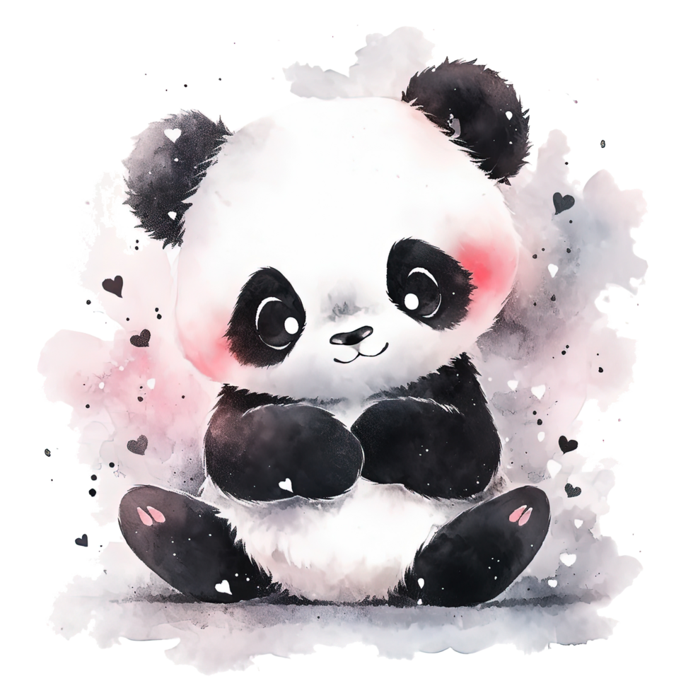 Cute watercolor panda. Illustration png