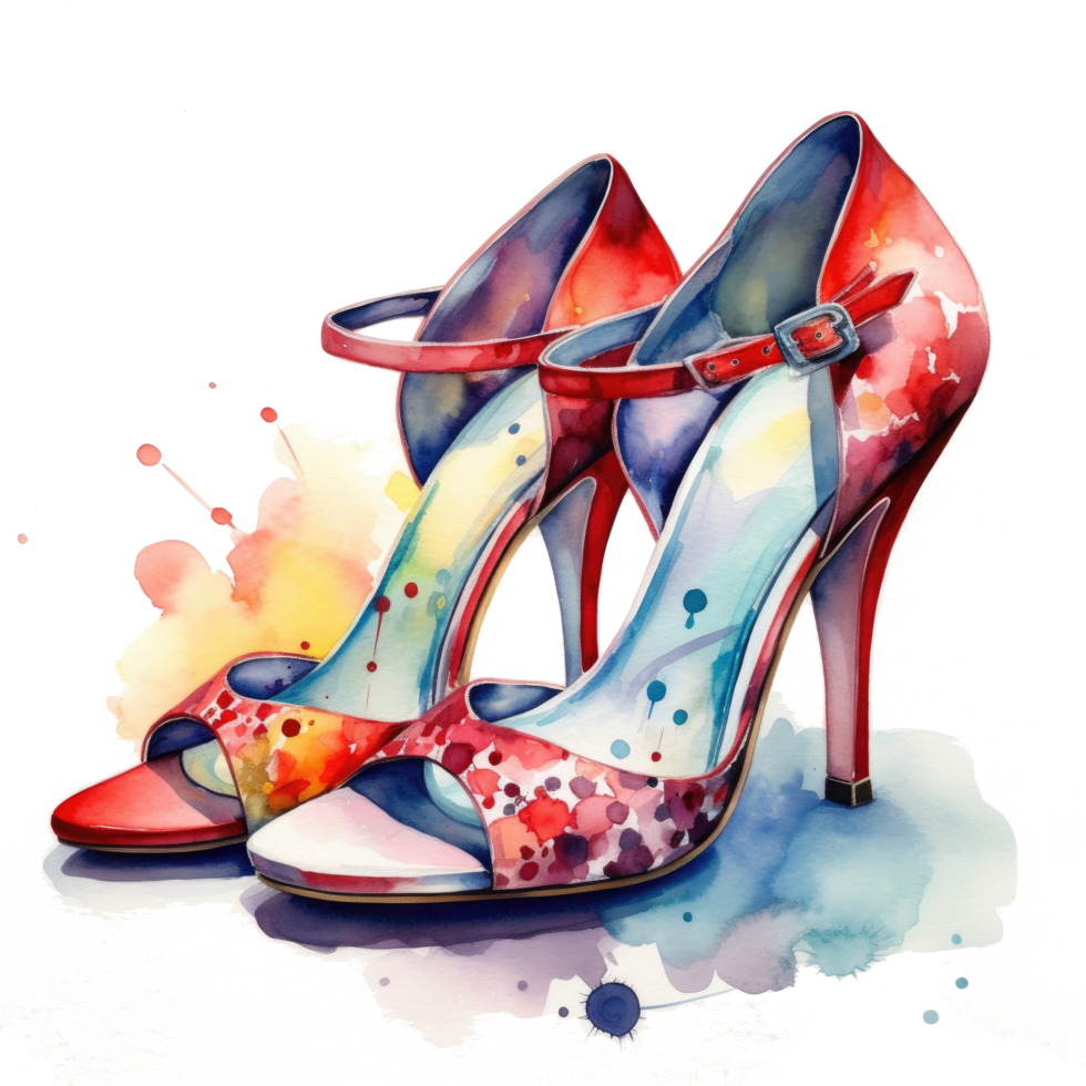 Watercolor fashion shoes. Illustration png