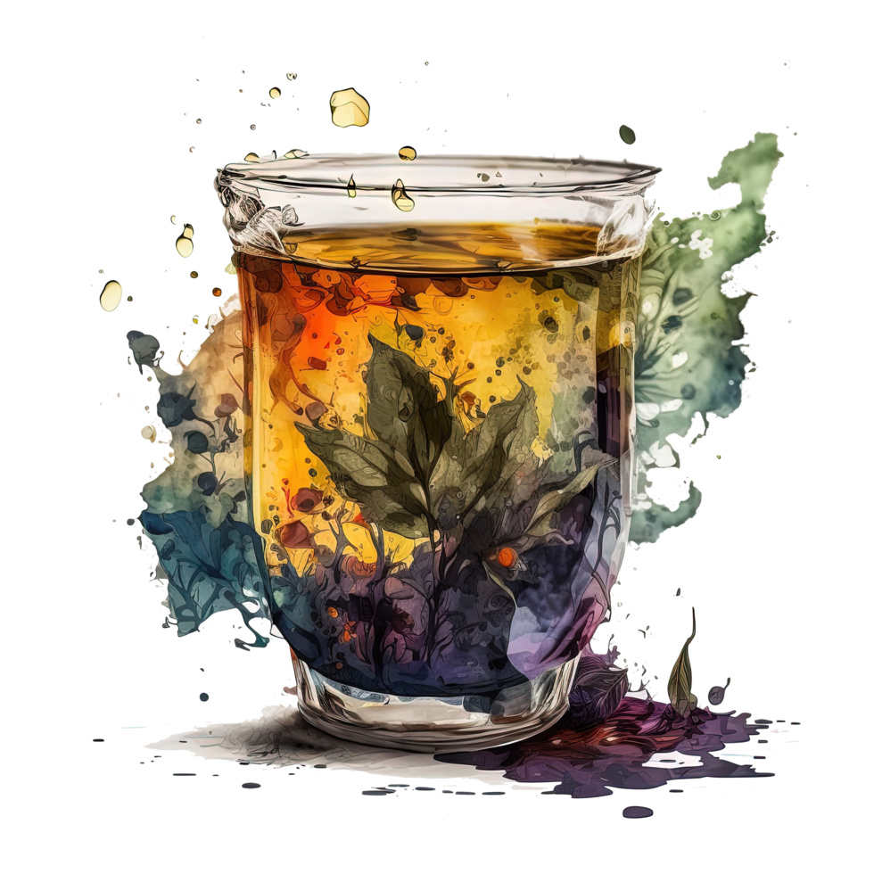 Watercolor tea. Illustration png