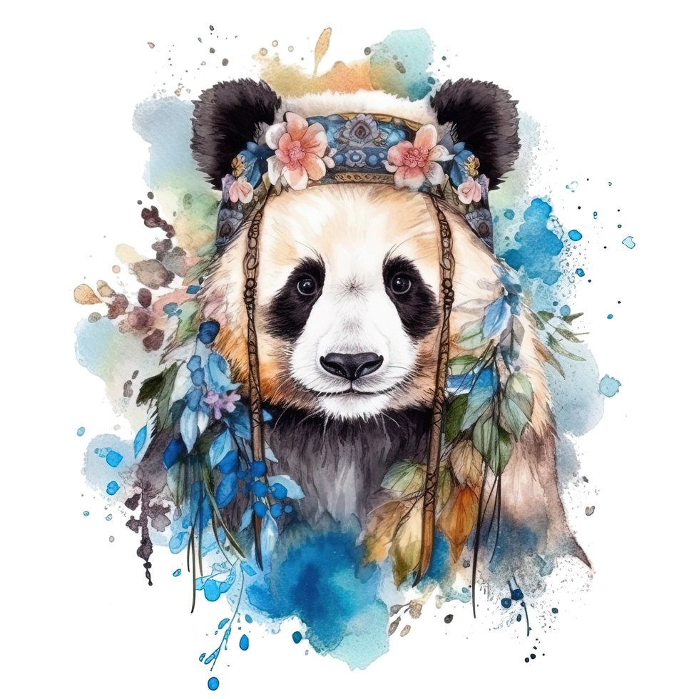 Cute watercolor panda. Illustration png