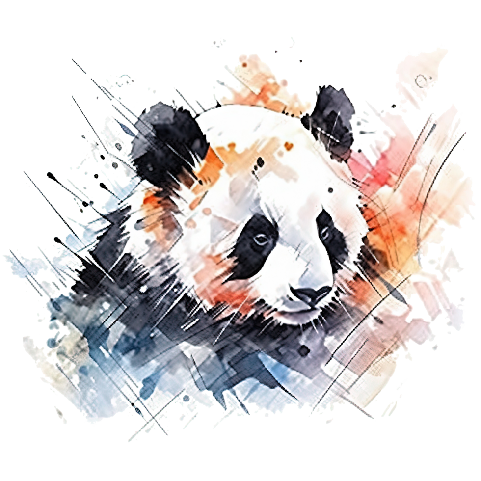 Cute watercolor panda. Illustration png