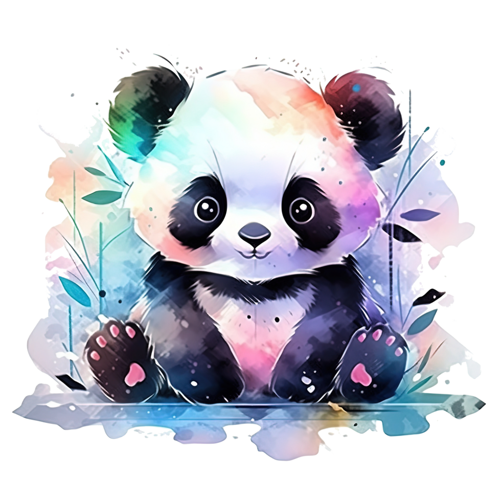 mignonne aquarelle Panda. illustration ai génératif png