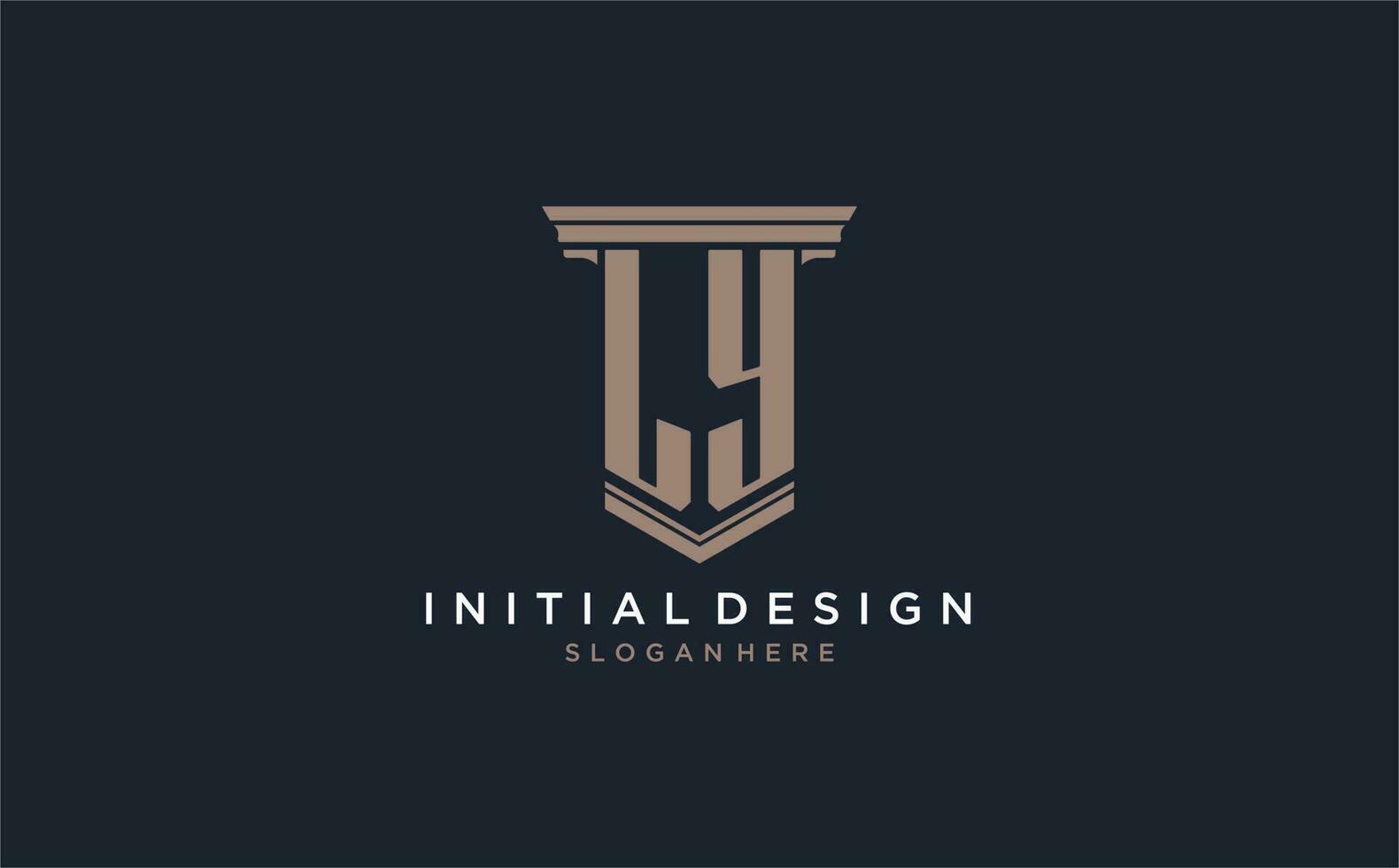 LY initial logo with pillar style, luxury law firm logo design ideas vector