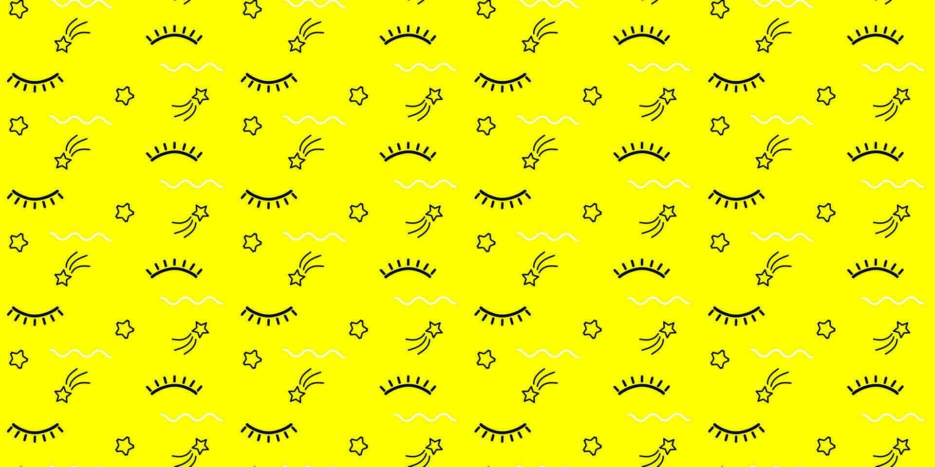 Seamless pattern abstraction on a yellow background, sleeping, star objects.Vector EPS10 vector