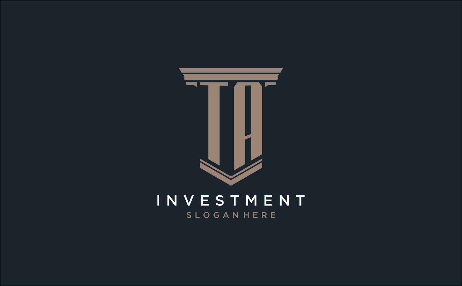 TA initial logo with pillar style, luxury law firm logo design ideas vector