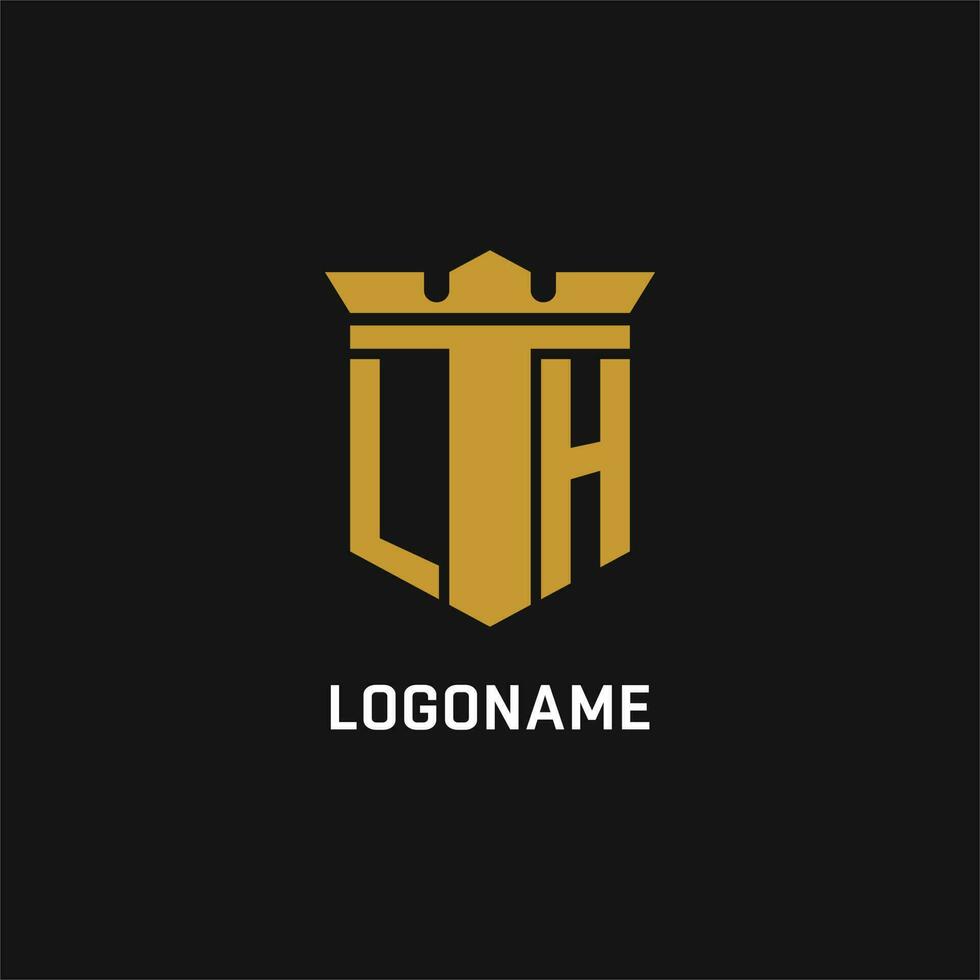 LH initial logo with shield and crown style vector