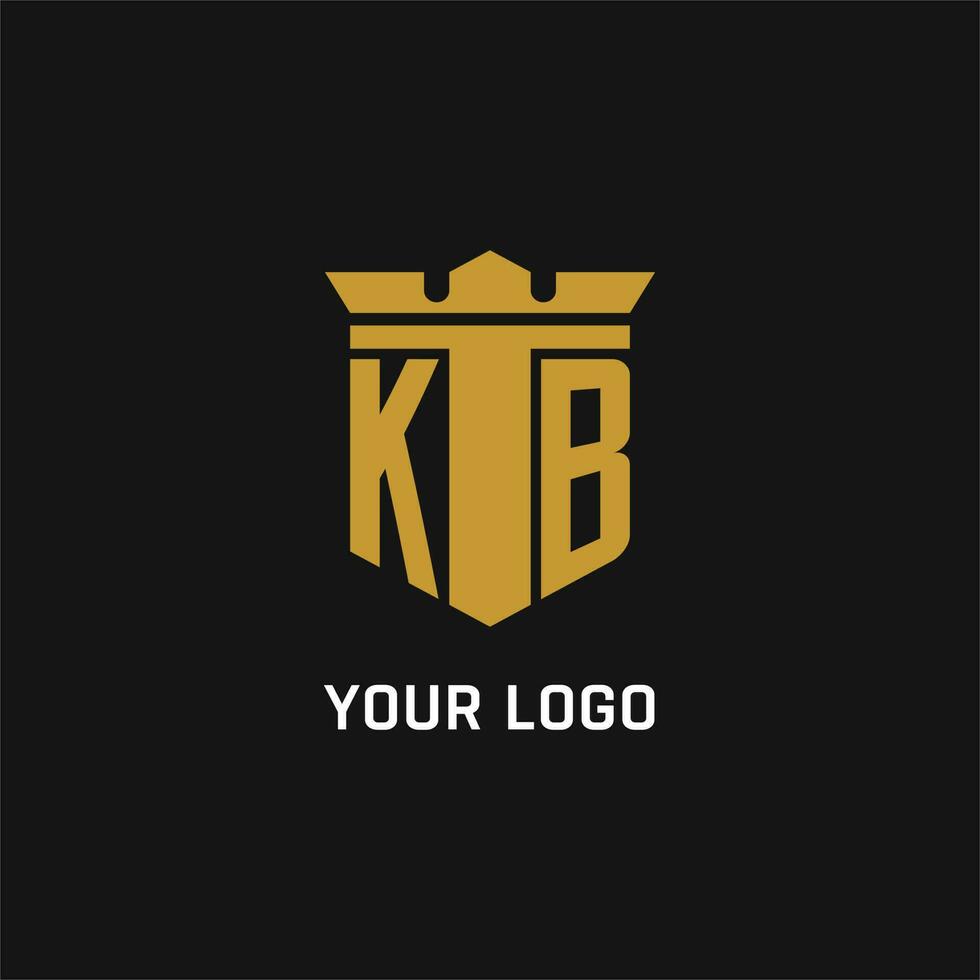KB initial logo with shield and crown style vector