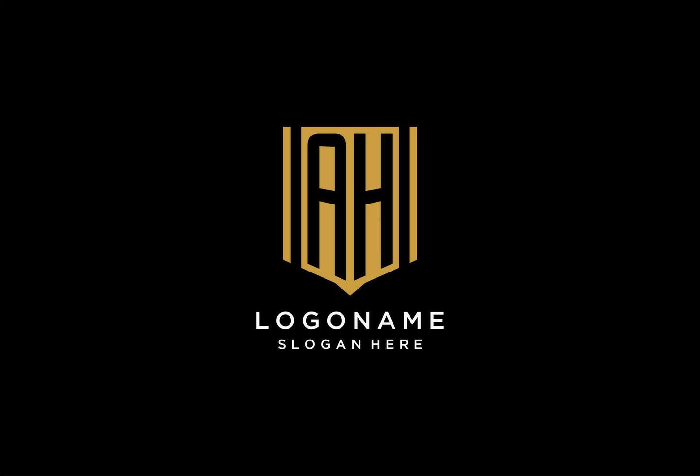AH monogram logo with geometric shield icon design vector