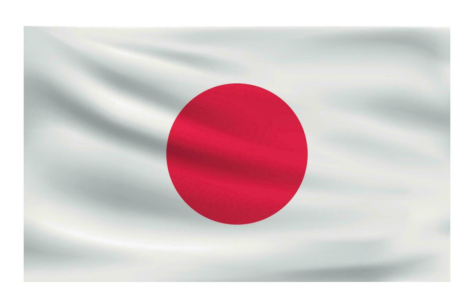 Realistic National flag of Japan. Current state flag made of fabric. vector