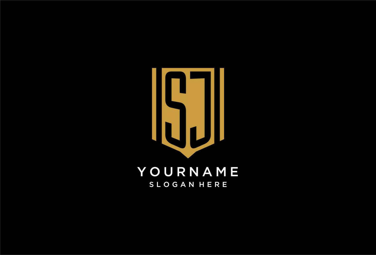 SJ monogram logo with geometric shield icon design vector