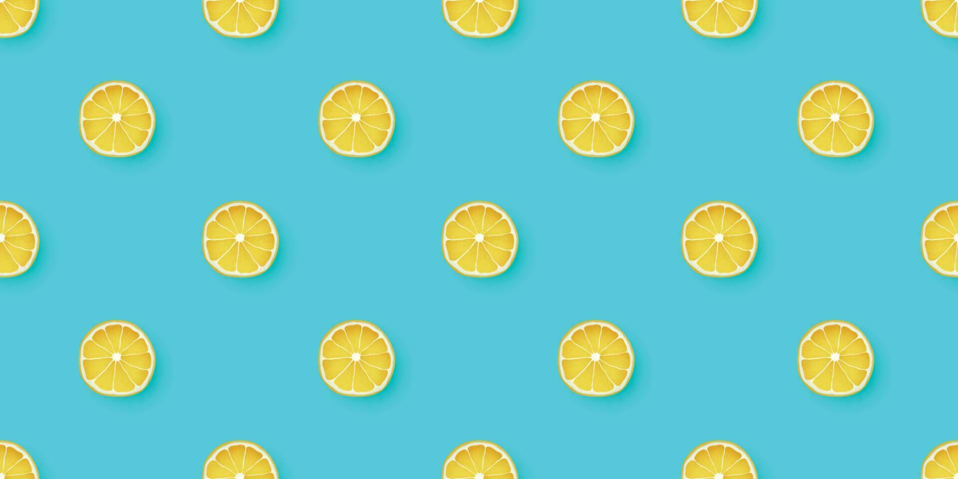 Fresh Citrus Lemon seamless pattern. Lemons on blue background. vector