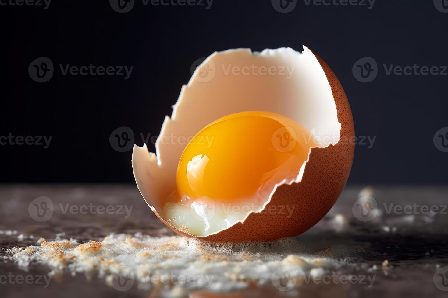 broken egg yolk in shell photo