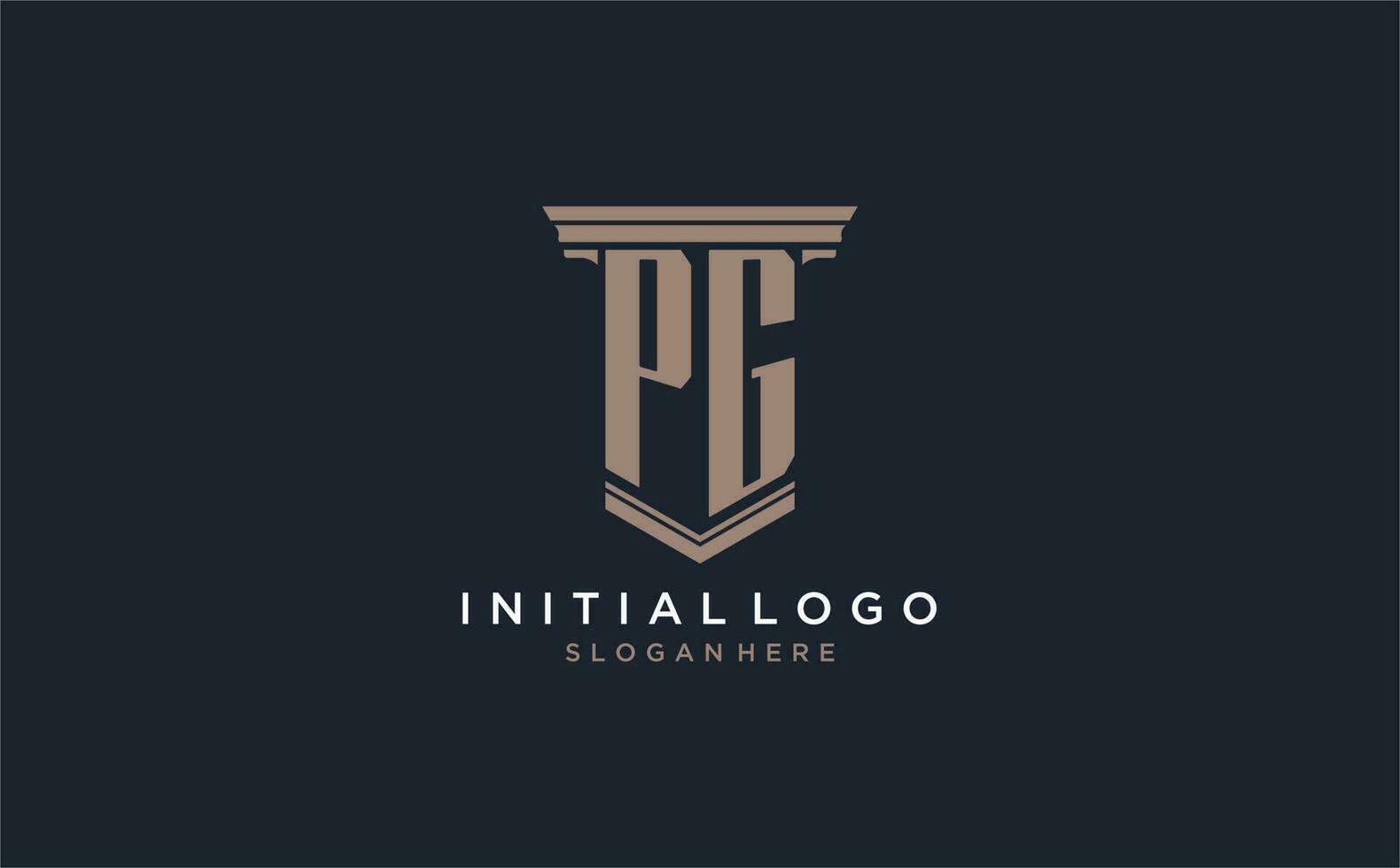 PG initial logo with pillar style, luxury law firm logo design ideas vector