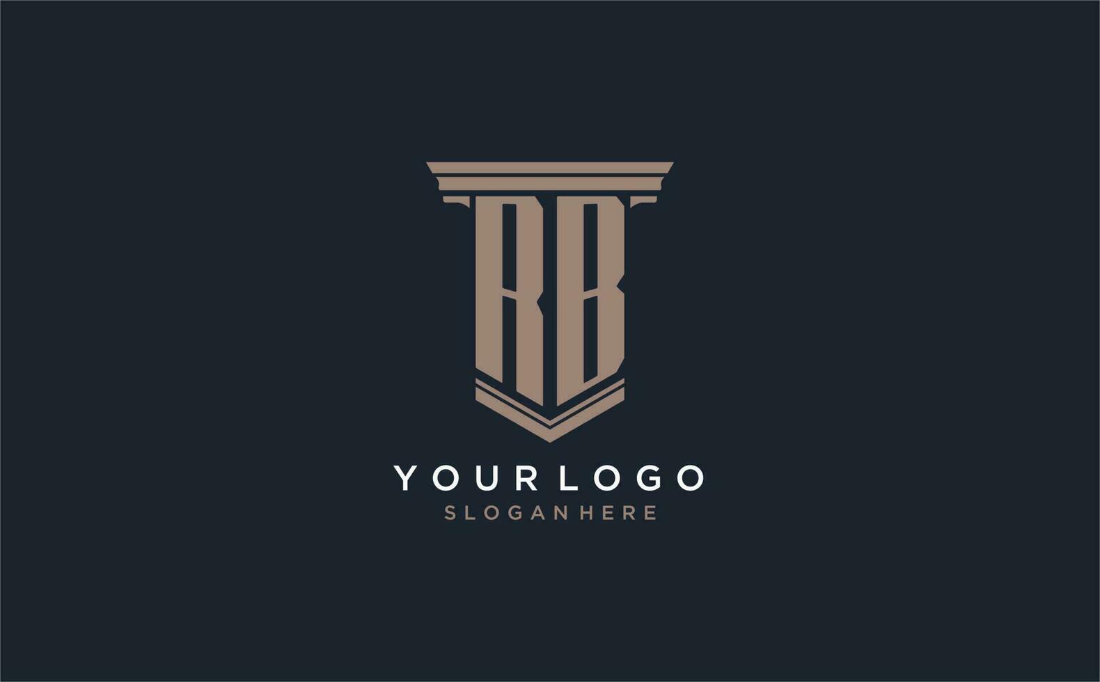 RB initial logo with pillar style, luxury law firm logo design ideas vector