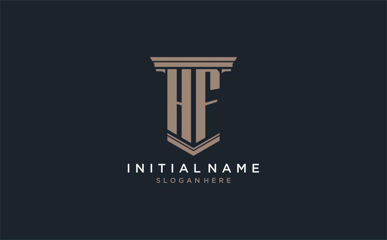 HF initial logo with pillar style, luxury law firm logo design ideas vector