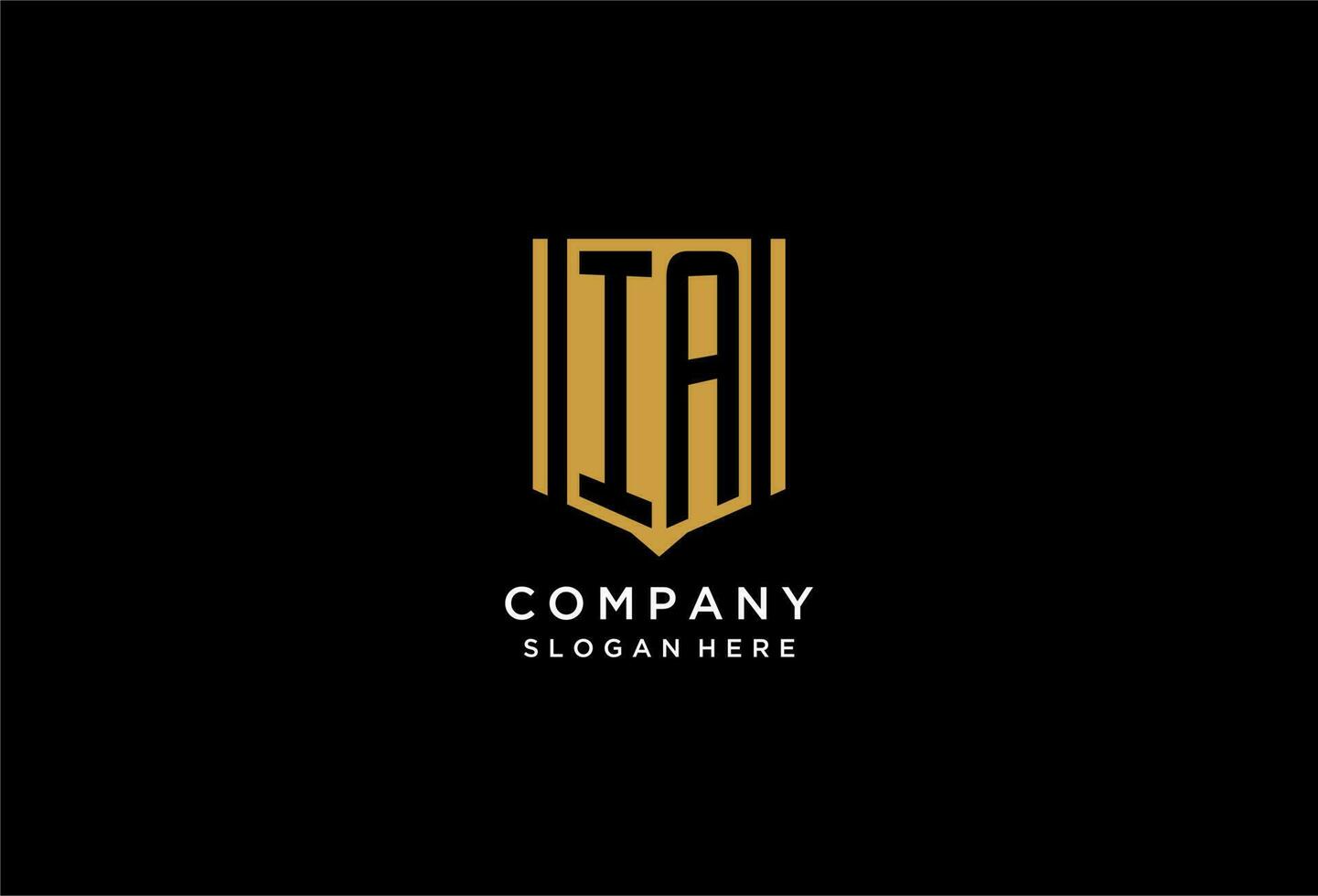 IA monogram logo with geometric shield icon design vector