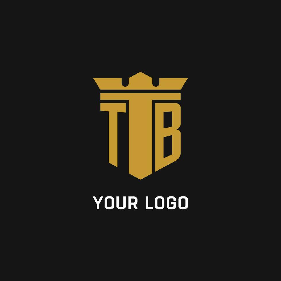 TB initial logo with shield and crown style vector